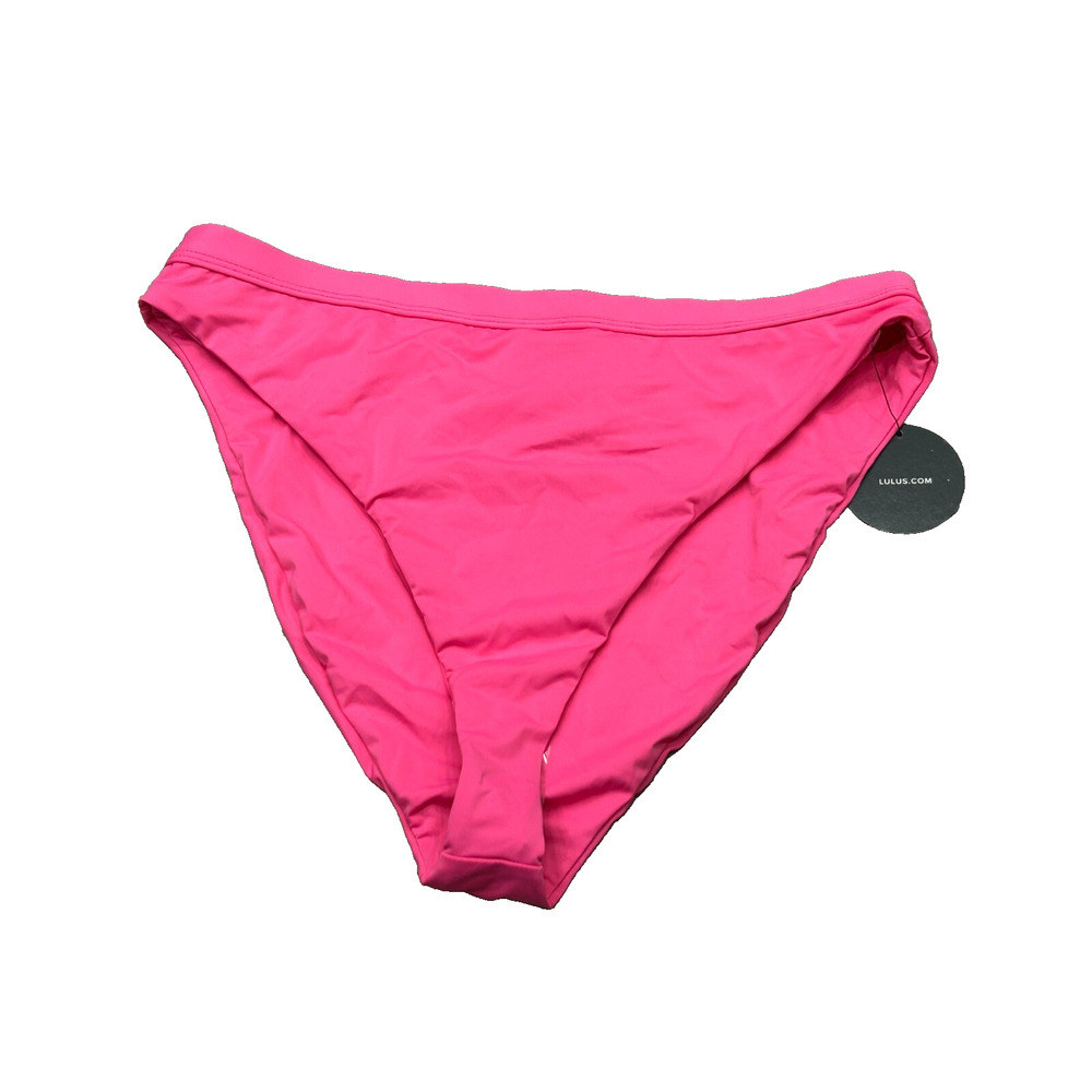 NWT Lulus Womens Pink Bikini Swim Bottoms High Rise Size Large